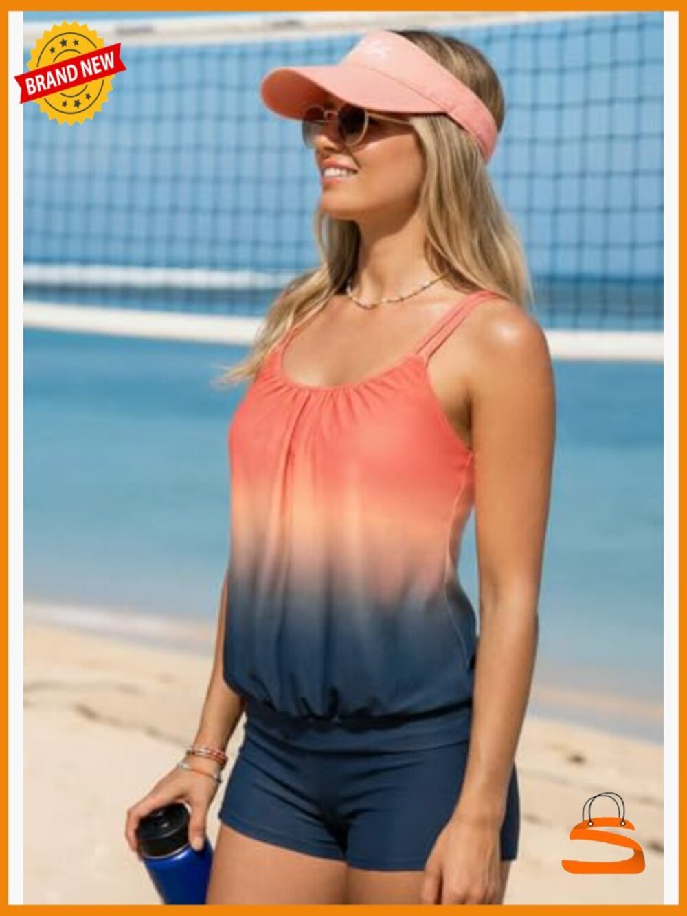 Tummy Control Tankini Swimsuit Set with Boyshorts - Picture 5 of 7